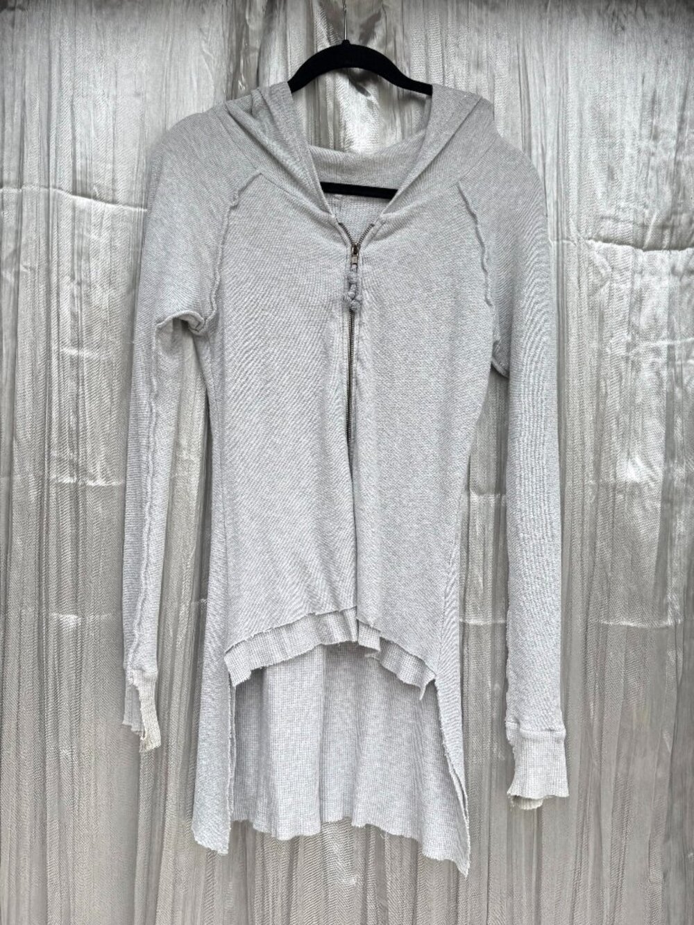 Silver soft hoodie with thumbholes